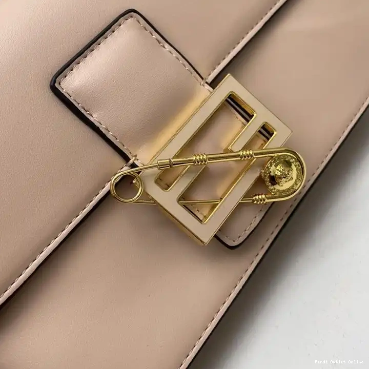 Affordable Fendace Pink Fendi Calf Medium Bag In with Pin Brooches Baguette Leather 0522